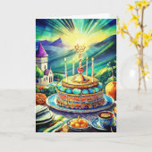 Carte de Bat Mitzvah, carte de vœux pliée 5" x 7" (Fleur jaune)