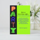 Carte de Bat mitzvah de soirée NEON GREEN SIGNS Ba (Debout devant)