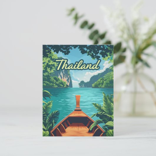 Carte de bateau longue queue de l'île tropicale de (Debout devant)