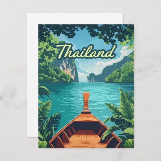 Carte de bateau longue queue de l'île tropicale de (Devant / Derrière)