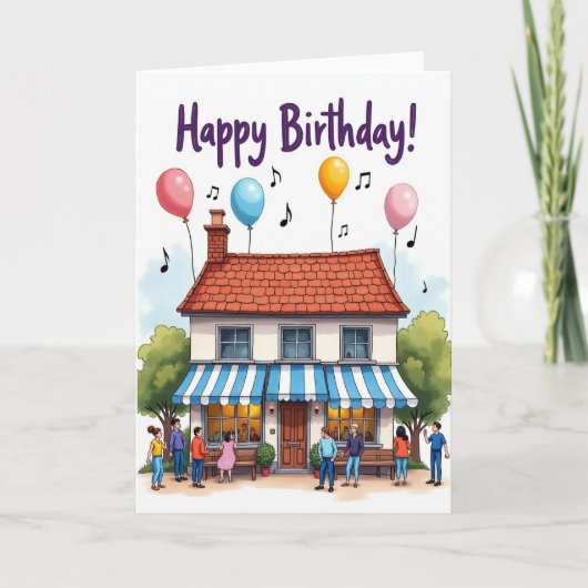 Carte de bâtiment de célébration d'anniversaire (Devant)