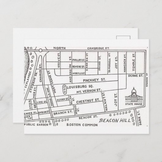 Carte de Beacon Hill à Boston (Devant / Derrière)