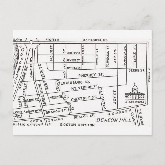Carte de Beacon Hill à Boston (Devant)