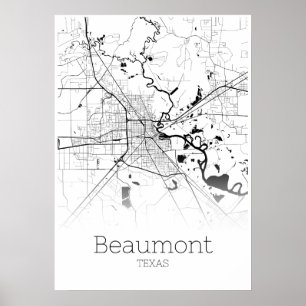 Carte de Beaumont - Texas - Poster de la carte de 
