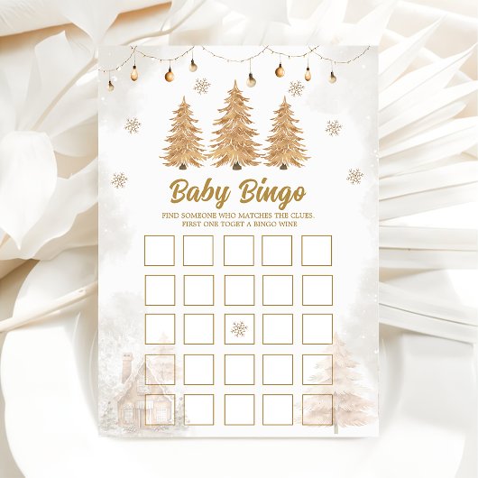 Carte de bébé bingo de l'arbre de Noël en or pour