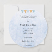 Carte de bébé garçon avec chapeau et nœud papillon (Dos)