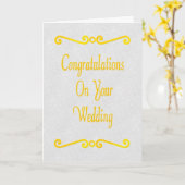 Carte De Belles Scrolls Félicitations À Votre Mariage (Fleur jaune)