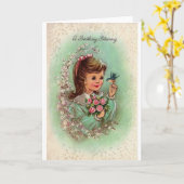 Carte de Bénédiction d'anniversaire vintage (Fleur jaune)