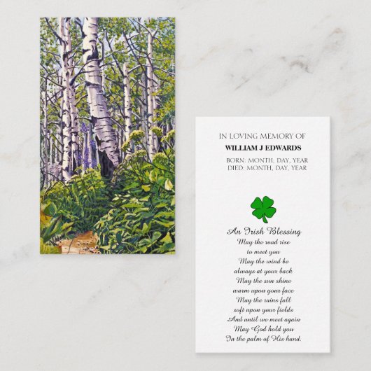 Carte de bénédiction de la prière commémorative (Devant / Derrière)