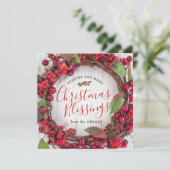 Carte de Bénédiction de Noël avec couronne Holly (Debout devant)