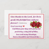 Carte de Bénédiction du matin des Roses rouges (Devant / Derrière)