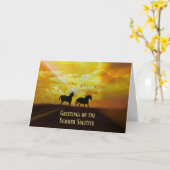 Carte de Bénédiction Solstice d'été avec Chevaux (Fleur jaune)