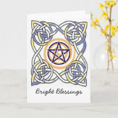 Carte de bénédictions motif de nouage Pentacle (Fleur jaune)