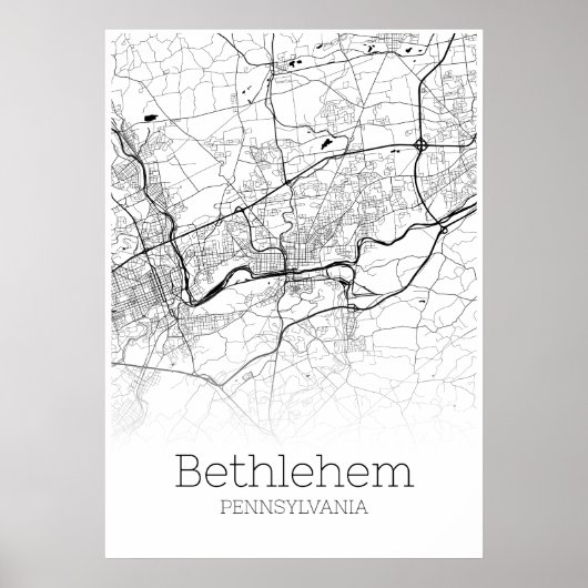 Carte de Bethléem - Pennsylvanie - Poster de la ca (Devant)