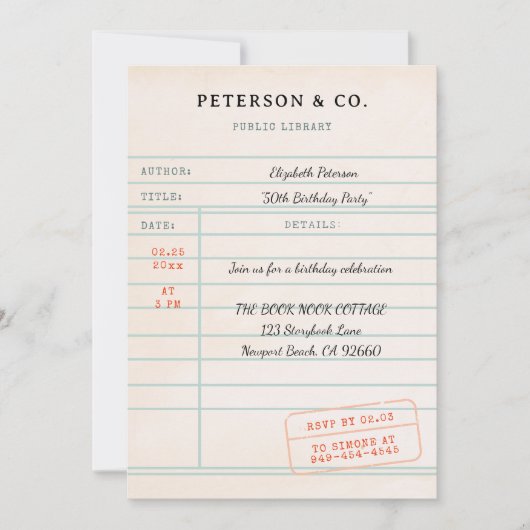 Carte de bibliothèque ancienne Cadeau pour un amat (Devant)