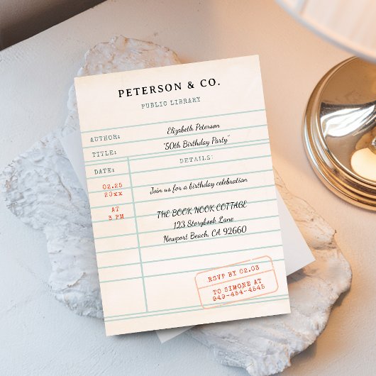 Carte de bibliothèque ancienne Cadeau pour un amat