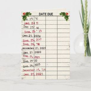 Carte de bibliothèque ancienne Noël 2025