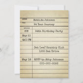 Carte de bibliothèque ancienne pour fête d'anniver (Devant)