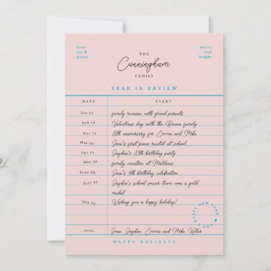 Carte de bibliothèque : Bilan annuel de vacances à (Devant)