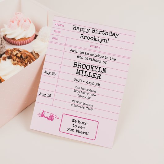 Carte de bibliothèque du club de livres rose pour