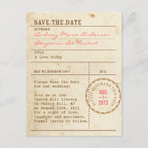 Carte de bibliothèque Enregistrer la date