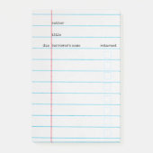 Carte de bibliothèque Post-It (Devant)