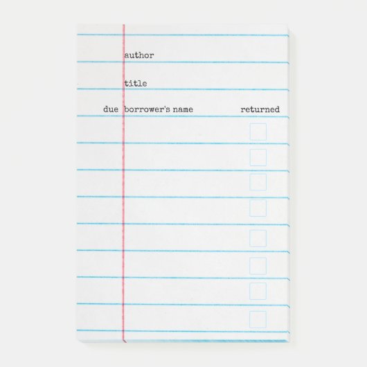 Carte de bibliothèque Post-It (Devant)