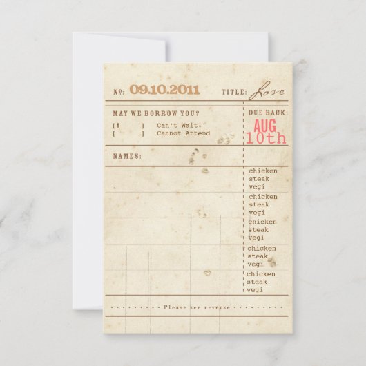 Carte de bibliothèque RSVP (Devant)