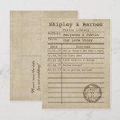 Carte de bibliothèque vintage à l'ancienne pour sa (Devant / Derrière)