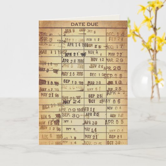 Carte de bibliothèque vintage d'anniversaire (Fleur jaune)