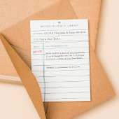 Carte de bibliothèque vintage pour mariage Save th