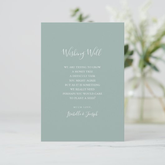 Carte de bien-être Sage Green Script Mariage (Debout devant)