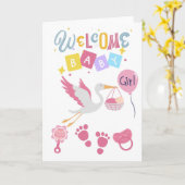 Carte de Bienvenue Bébé Fille (Fleur jaune)