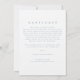 Carte de bienvenue de mariage de Nantucket