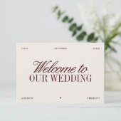 Carte de bienvenue de mariage élégante ivoire et b (Debout devant)