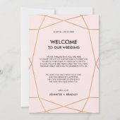 Carte de bienvenue de mariage en or rose géométriq (Devant)