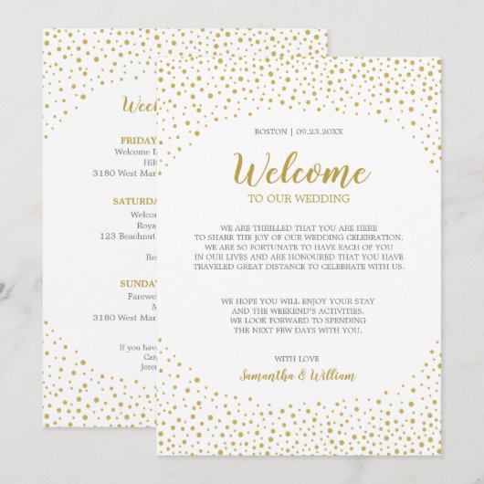 Carte de Bienvenue de Mariage Moderne Élégant Conf (Devant / Derrière)