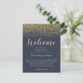 Carte de bienvenue de mariage Navy Blue et Or pour (Debout devant)
