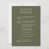 Carte de bienvenue de mariage vert olive foncé. Ca (Dos)