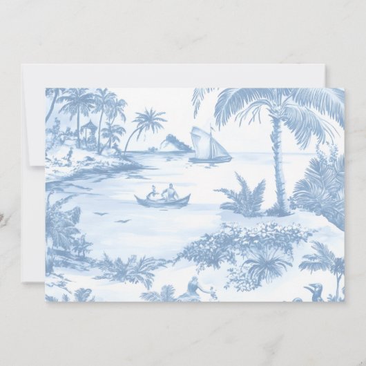 Carte de bienvenue Mariage Blue Coastal Toile (Dos)