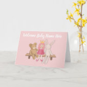 Carte de bienvenue pour bébé fille (Fleur jaune)