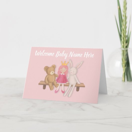 Carte de bienvenue pour bébé fille (Devant)