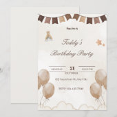 Carte de bienvenue pour l'anniversaire de l'ours e (Devant / Derrière)