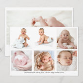 Carte de bienvenue pour le collage photo bébé (Devant / Derrière)