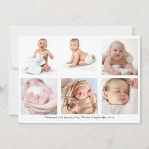 Carte de bienvenue pour le collage photo bébé