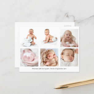 Carte de bienvenue pour un bébé en collage de phot
