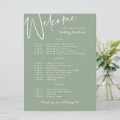 Carte de bienvenue verte mariage Week-end (Debout devant)