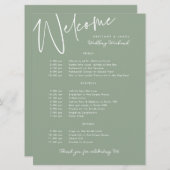 Carte de bienvenue verte mariage Week-end (Devant / Derrière)