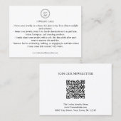Carte de bijoux Ajouter votre logo Code QR (Devant / Derrière)