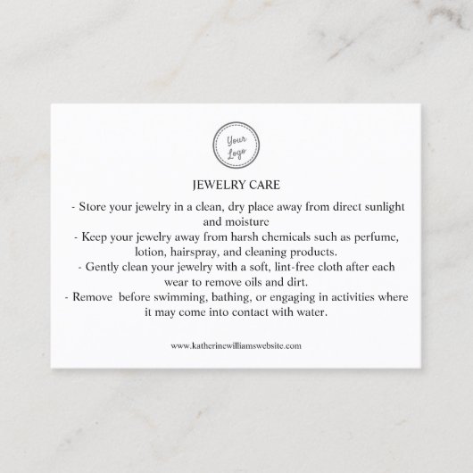 Carte de bijoux Ajouter votre logo Code QR (Devant)